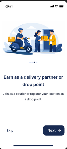 Cruizi app onboarding delivery partner screen