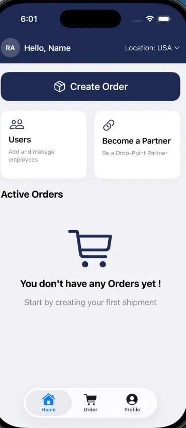 App screen showing role selection