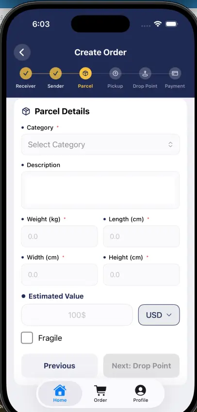 App screen showing delivery tracking